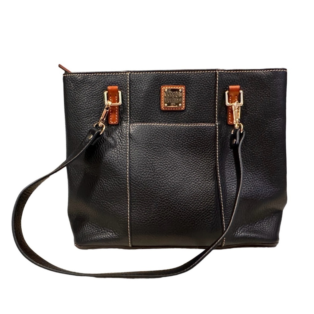 DOONEY & BOURKE LEXINGTON Black Brown Pebbled Leather Shoulder Tote Purse Bag​​